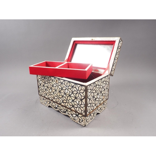 161 - A mother-of-pearl parquetry work jewel casket, 10