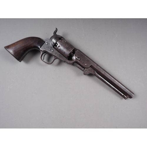 177 - A mid 19th century colt six-cylinder revolver with octagonal barrel and wooden grip, serial 39645, 1... 