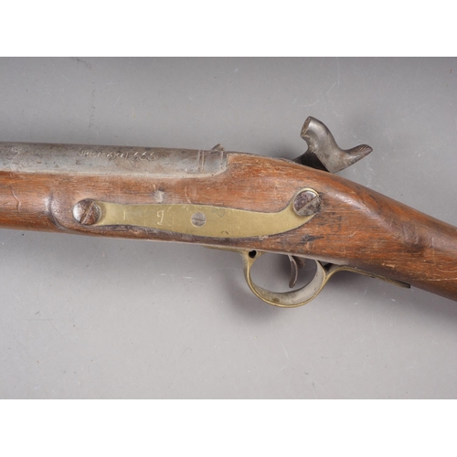 194 - A percussion cap musket with hardwood stock, barrel 54 3/4