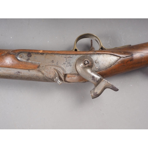 194 - A percussion cap musket with hardwood stock, barrel 54 3/4