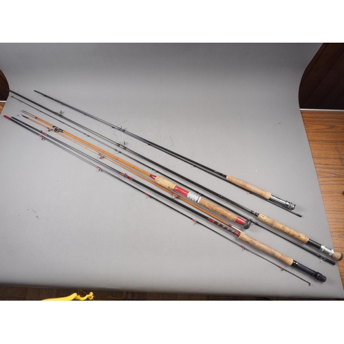 197 - A Shakespeare Flymaster graphite 275cm fly fishing rod, a Shakespeare Aerial carbon fibre 300cm fly ... 