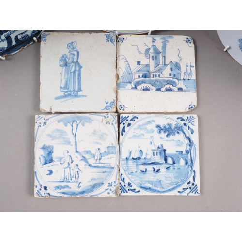 2 - Four 18th century Delft tiles, all approximately 5