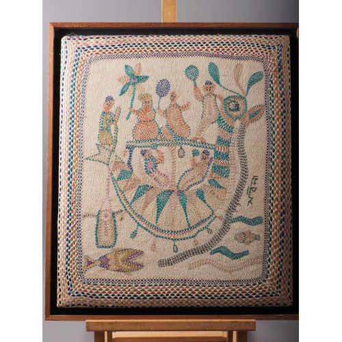 203 - Indian embroidered panel, 