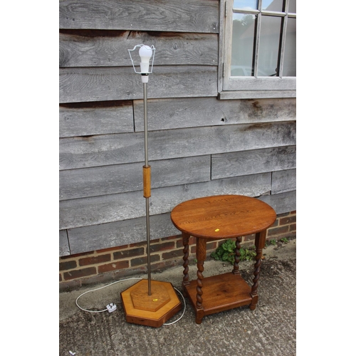 263 - A mid 20th century oak and copper mounted standard lamp, on hexagonal base, 52