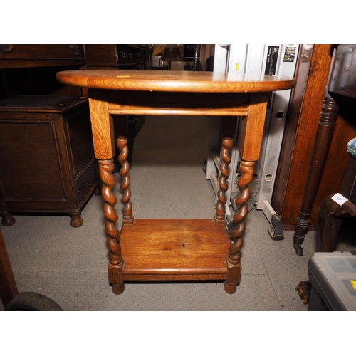 263 - A mid 20th century oak and copper mounted standard lamp, on hexagonal base, 52