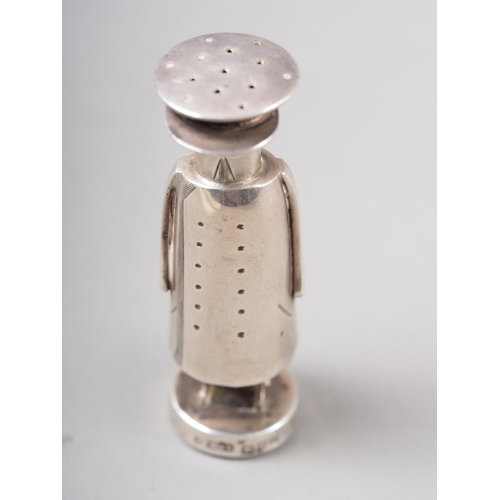 315 - An Edwardian novelty silver pepper shaker, formed as a stylised chauffeur, by Saunders & Shepher... 