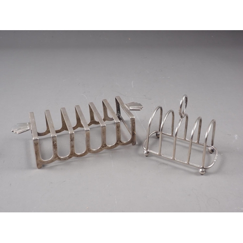 335 - An Art Deco style toast rack and another, 3.3oz troy approx