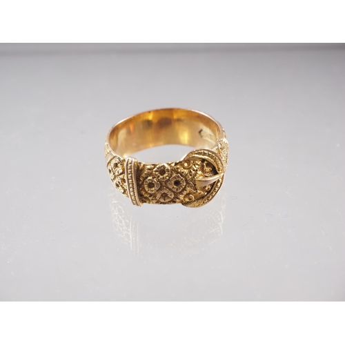 430 - A Victorian 9ct gold buckle ring, size U/V, 8.1g