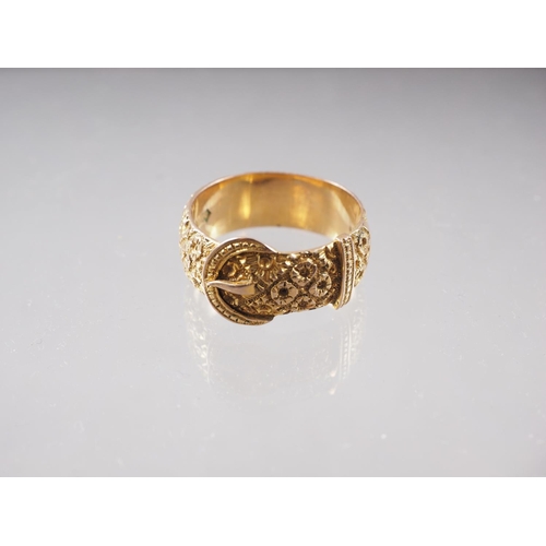 430 - A Victorian 9ct gold buckle ring, size U/V, 8.1g