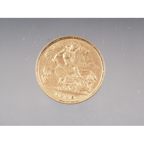 450 - A gold half sovereign, dated 1905