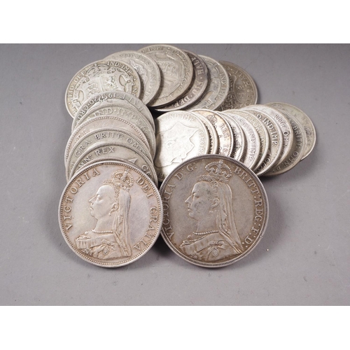 455 - A Victorian silver crown dated 1891, a Victorian double florin, dated 1887, and a number of other Vi... 