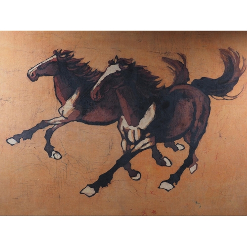 467 - A Chinese batik, two horses, 25 1/2