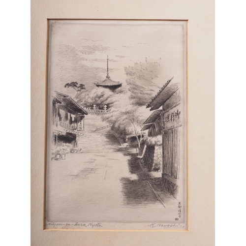 487 - K Hayashi: Five signed etchings, 