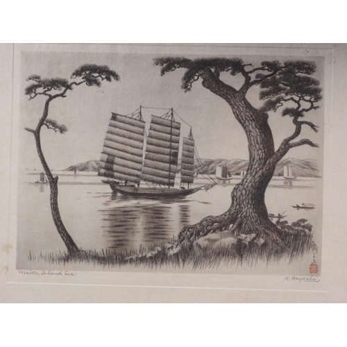 487 - K Hayashi: Five signed etchings, 