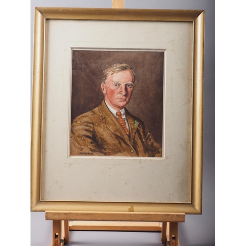 504 - John Harvey: watercolours, a pair of early 20th century portraits of unknown gentlemen, 9 1/2