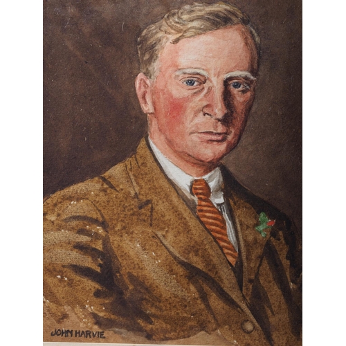 504 - John Harvey: watercolours, a pair of early 20th century portraits of unknown gentlemen, 9 1/2