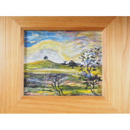 523 - JB, '98: Jon Baker?: oil on card, impressionist landscape, 5