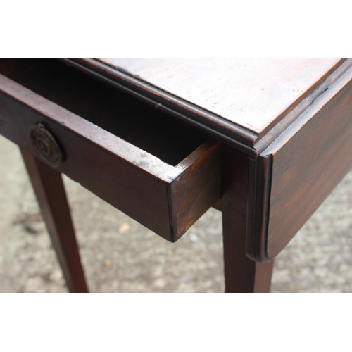 565 - A 19th century mahogany Pembroke table, fitted one drawer, on square tapered supports, 28