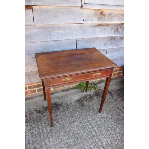 578 - A late Victorian mahogany side table, fitted one drawer, on square taper supports, 30