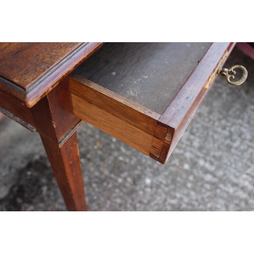 578 - A late Victorian mahogany side table, fitted one drawer, on square taper supports, 30