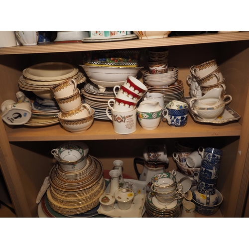 75 - A blue and white part teaset, a studio pottery part coffee set, assorted combination services and ot... 