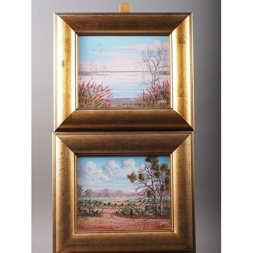 544 - Dynan: a pair of oil on boards, Australian landscapes, 7 1/2