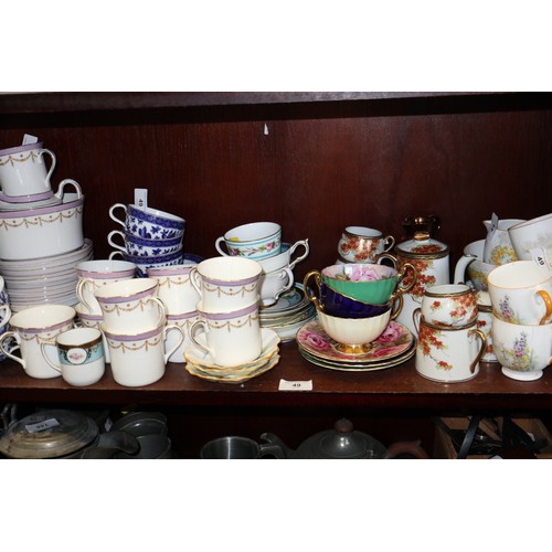 49 - A Shelley part teaset with country garden decoration 16 pieces approx (some damages), three Aynsley ... 