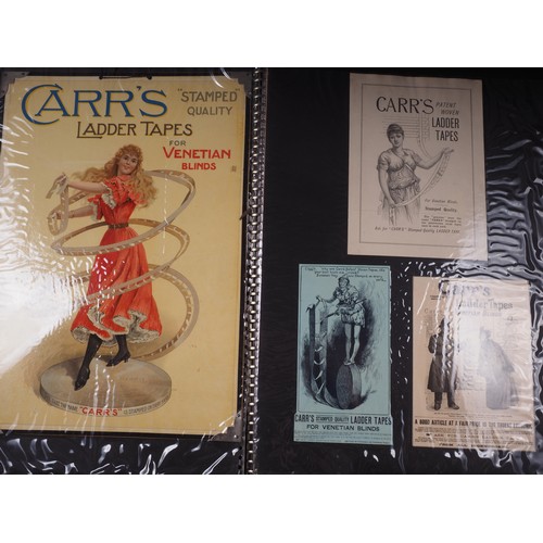 284 - A folio of Carr's Ladder Tapes, and related adverts c1900-1930