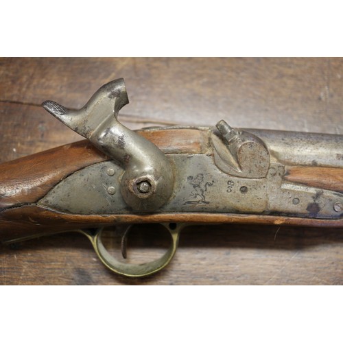 194 - A percussion cap musket with hardwood stock, barrel 54 3/4