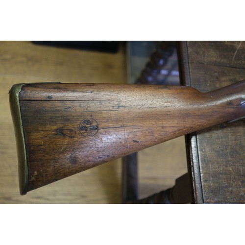 194 - A percussion cap musket with hardwood stock, barrel 54 3/4