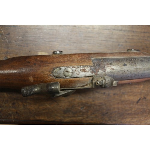 194 - A percussion cap musket with hardwood stock, barrel 54 3/4