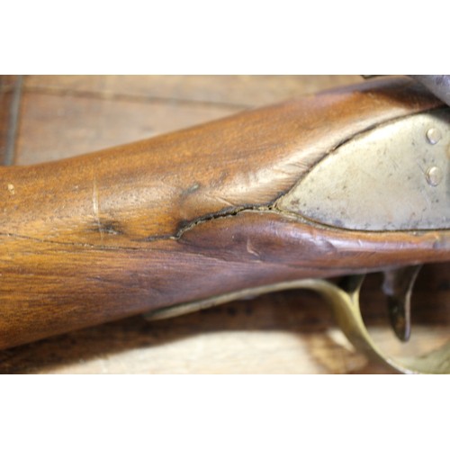 194 - A percussion cap musket with hardwood stock, barrel 54 3/4