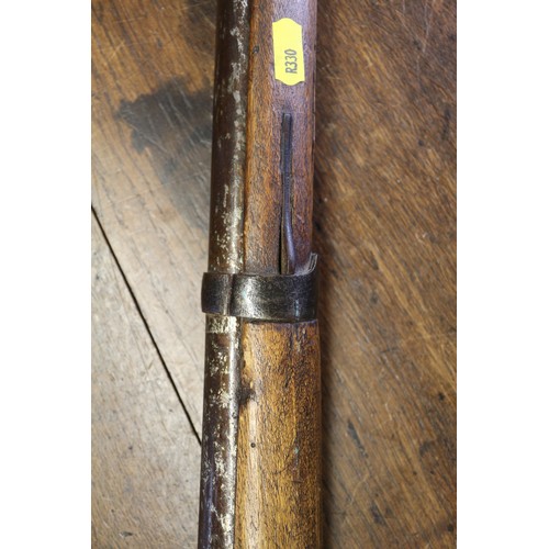 195 - A percussion cap musket with hardwood stock, barrel 58