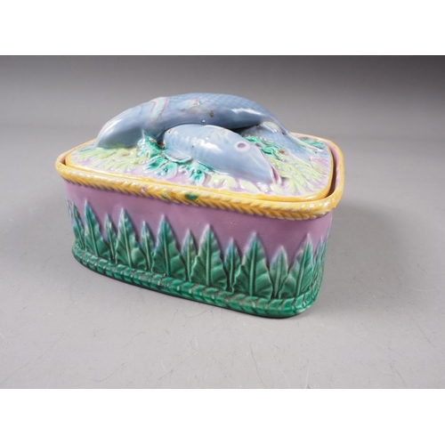 12 - A George Jones Majolica sardine dish and cover, 6