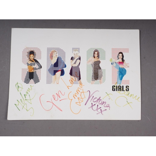 126 - A Spice Girls postcard, signed by all five band members, purportedly 