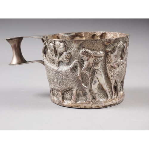 133 - A hand-made silver plated replica Minoan mug with 