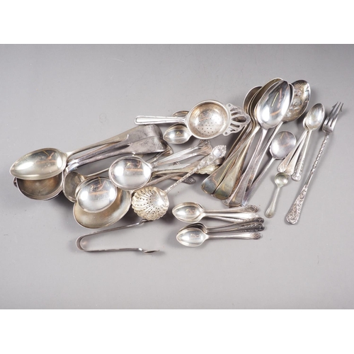 150 - Twelve silver coffee spoons and other flatware