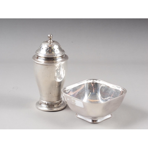 155 - A silver sugar bowl and a silver sugar dredger, 9.1oz troy approx