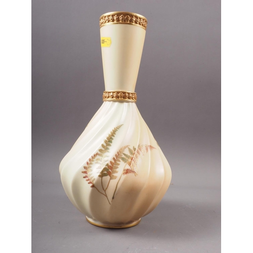 5 - A Royal Worcester blush ivory vase with fern decoration, 11