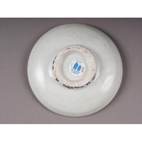 55 - A Chinese blue and white saucer dish, decorated riverscape, from the Vung Tau cargo, 4 3/4