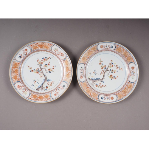 60 - A pair of Chinese Imari porcelain plates with prunus spray decoration, 9