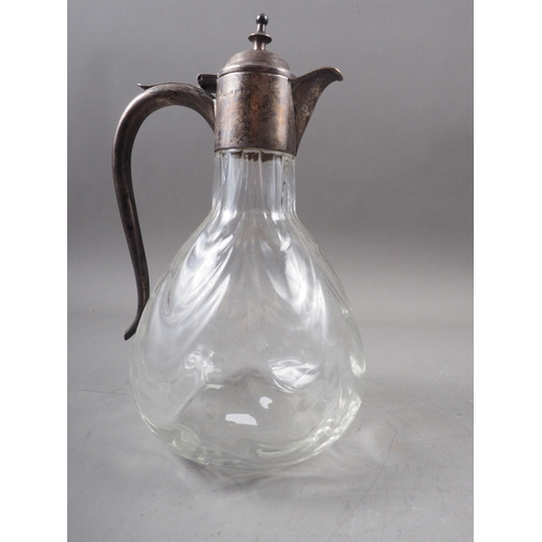 151 - An Edwardian silver mounted and blown glass claret jug, 9 1/2