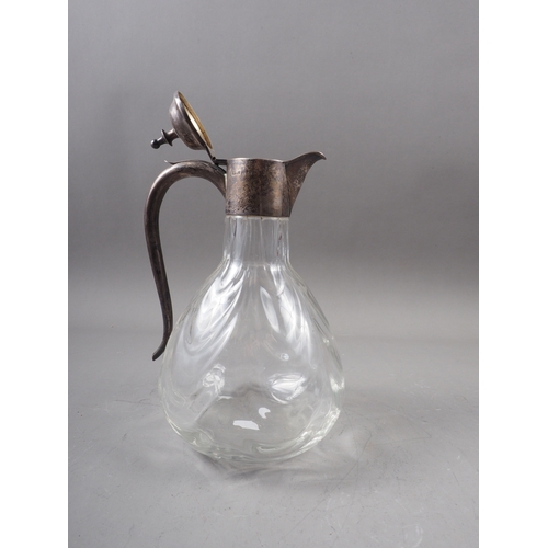 151 - An Edwardian silver mounted and blown glass claret jug, 9 1/2