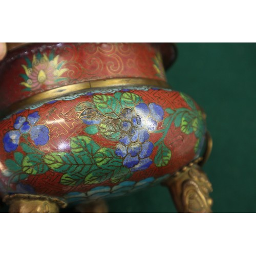 62 - A cloisonne enamel censer and cover, 8