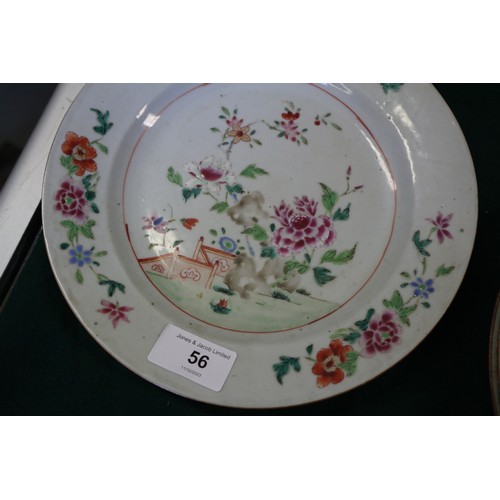 56 - A pair of Chinese plates with floral decoration, 9