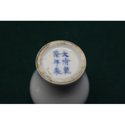 41 - A Chinese blue and white porcelain miniature vase, decorated bird and fish, six-character mark to ba... 