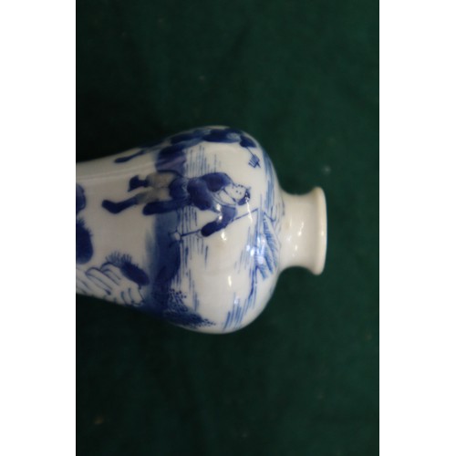 51 - A Chinese blue and white porcelain vase, decorated farmers and warriors, four-character mark to base... 