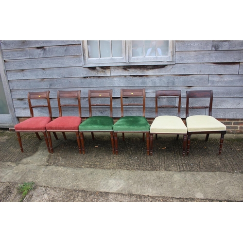 487 - A Harlequin set of six rope twist bar back dining chairs with stuffed over seats, on turned supports... 