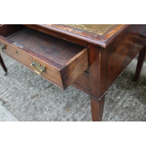 518 - A late 19th century mahogany writing desk, with tooled leather adjustable writing surface, over two ... 