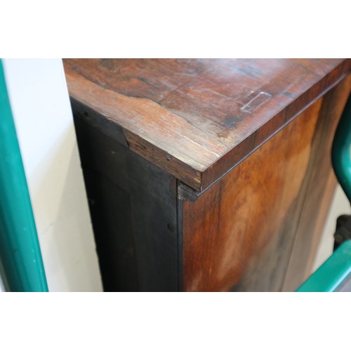 523 - A Regency rosewood chiffonier, fitted frieze drawer over two brass lattice panel doors, on block bas... 